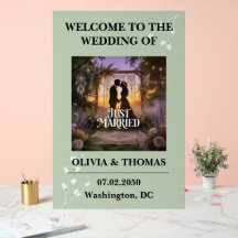 Mariage sur le thème du motif rêve vert sauge