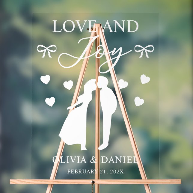 Panneau En Acrylique Mariage sur mesure Amour & Joie (Neutre)