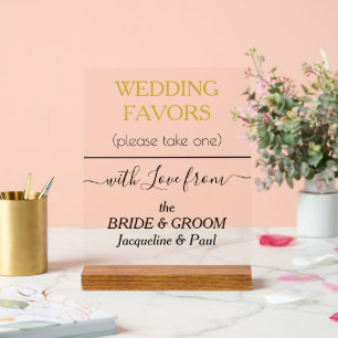 Panneau En Acrylique Mariage Tone Or favorise la typographie NOMS Clair