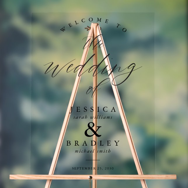 Panneau En Acrylique Mariage transparent chic moderne accueil (Neutre)