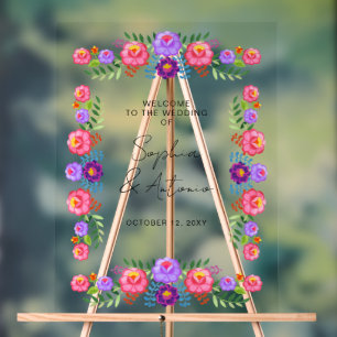 Panneau En Acrylique Mariage Vibrant Floral Fiesta Mexicain