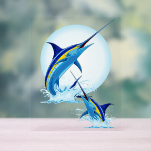 Panneau En Acrylique Marlin Bleu Jaillissant de l'Océan