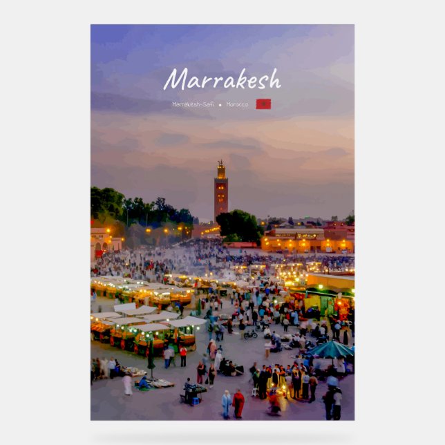 Panneau En Acrylique Marrakech, Maroc - Place Jemaa el Fnaa (Recto)