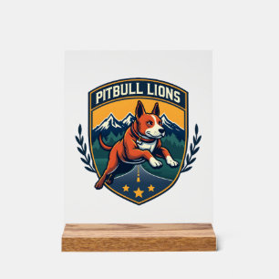 Panneau En Acrylique Mascotte vintage de sport de lions Pitbull Vecteur
