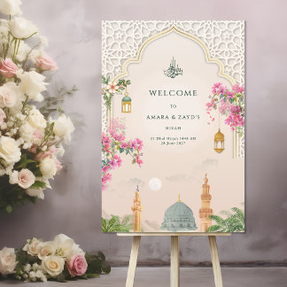 Panneau En Acrylique Masjid An-Nabawi Nikah Bienvenue | Mariage islamiq
