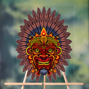 Panneau En Acrylique Masque rituel du roi guerrier tribal