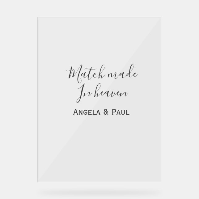 Panneau En Acrylique Match made in heaven name couple wedding simple  (Recto)