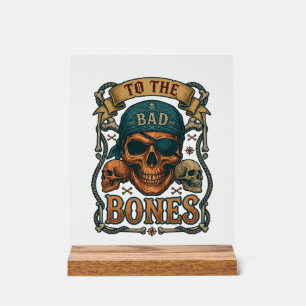 Panneau En Acrylique Mauvais crâne de pirate bandana corde os croisés