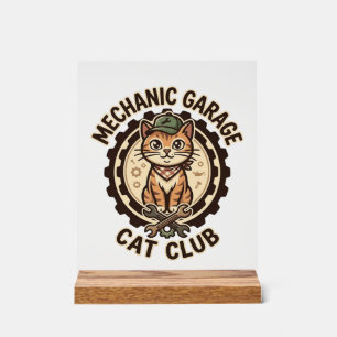 Panneau En Acrylique Mécanicien Garage Chat POD Vector Art - Mécanicien