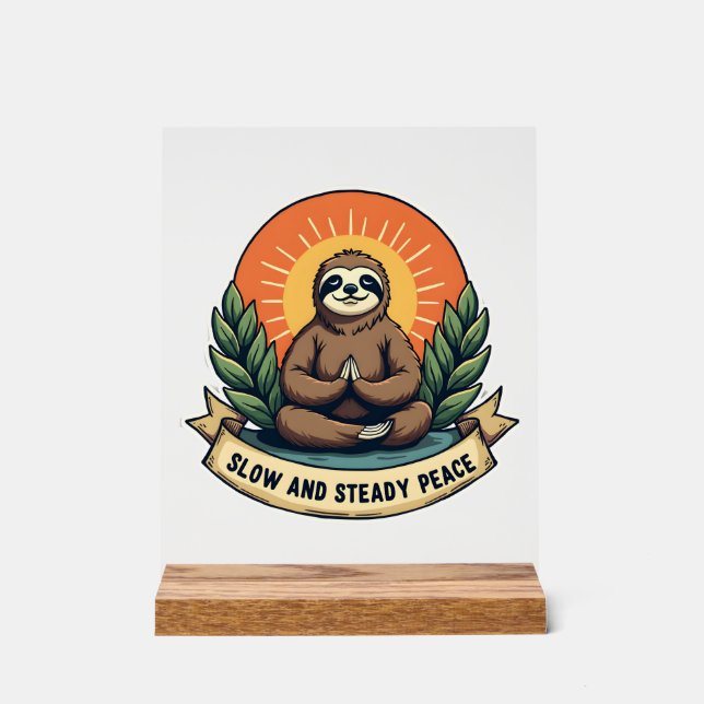 Panneau En Acrylique Meditating Sloth Vintage Relaxed Humor Design 2 (Recto)