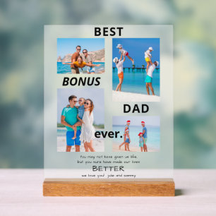 Panneau En Acrylique Meilleur Bonus Papa Ever Stepdad 4 Fête des pères 