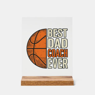 Panneau En Acrylique Meilleur Coach Papa Ever Basket Vintage Vector Des