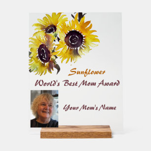 Panneau En Acrylique Meilleur Mère du monde Sunflowers