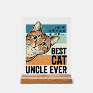 Panneau En Acrylique Meilleur oncle de chat jamais Design vintage amate