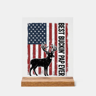 Panneau En Acrylique Meilleur Pap à Buckin Ever Drapeau de Cerf Vintage