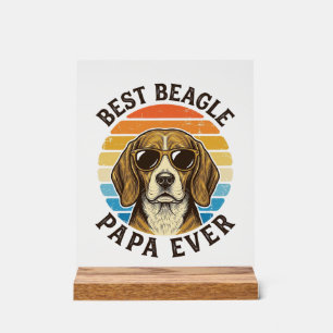 Panneau En Acrylique Meilleur Papa Beagle Vintage Design de T-shirt pou