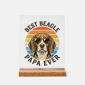 Panneau En Acrylique Meilleur Papa Beagle Vintage Design de T-shirt pou