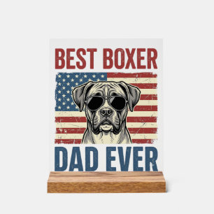 Panneau En Acrylique Meilleur Papa Boxer de Tous les Temps Vintage Chie