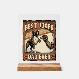 Panneau En Acrylique Meilleur Papa Boxer Vintage Papa Chien