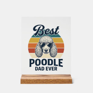 Panneau En Acrylique Meilleur Papa Caniche Vintage T-shirt de chien gra