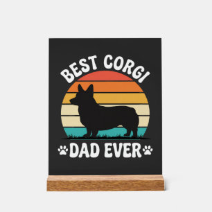 Panneau En Acrylique Meilleur papa Corgi Retro Chien