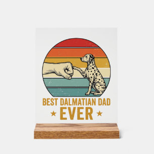 Panneau En Acrylique Meilleur Papa Dalmatien Vintage Chemise Fist Bump_