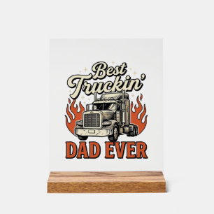 Panneau En Acrylique Meilleur Papa de Camionneur Ever Chemise Vintage C