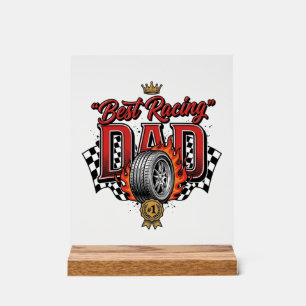 Panneau En Acrylique Meilleur Papa de Course Pneu Vintage Fête des Père