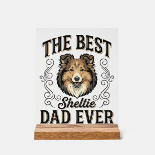 Panneau En Acrylique Meilleur papa de Sheltie vintage pour amateur de c