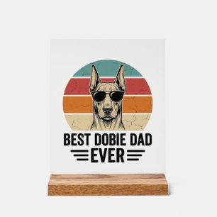 Panneau En Acrylique Meilleur papa Dobie vintage Doberman T-shirt_1
