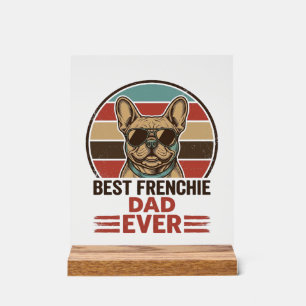 Panneau En Acrylique Meilleur Papa Frenchie Ever Vintage Bulldog Shirt_