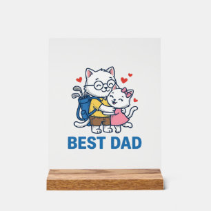 Panneau En Acrylique Meilleur Papa Golf Chat Câlin Mignon Design Vector