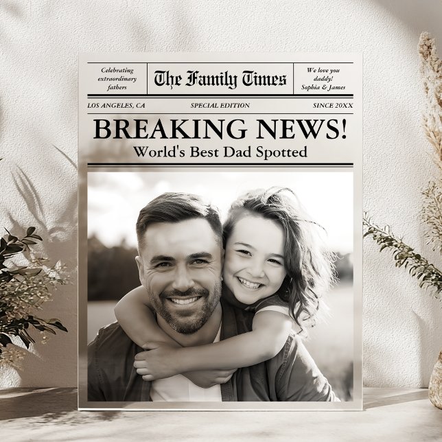 Panneau En Acrylique Meilleur papa journal photo personnalisée (Créateur téléchargé)