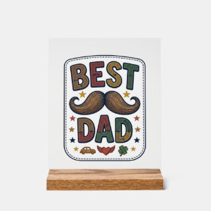 Panneau En Acrylique Meilleur Papa Moustache Vintage Vecteur Conception