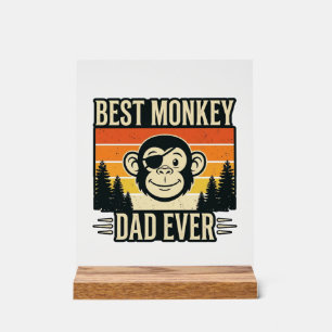 Panneau En Acrylique Meilleur Papa Singe Vintage T-shirt de père de sin