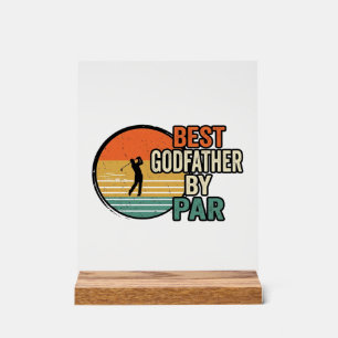 Panneau En Acrylique Meilleur Parrain par Par Vintage Golf Vector Desig
