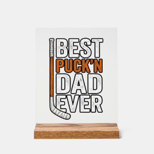 Panneau En Acrylique Meilleur Père de Hockey Puck'n Papa Vector Design_