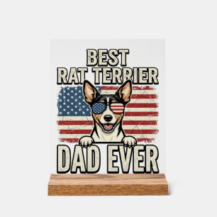 Panneau En Acrylique Meilleur T-shirt pour chien patriote Papa Rat Terr