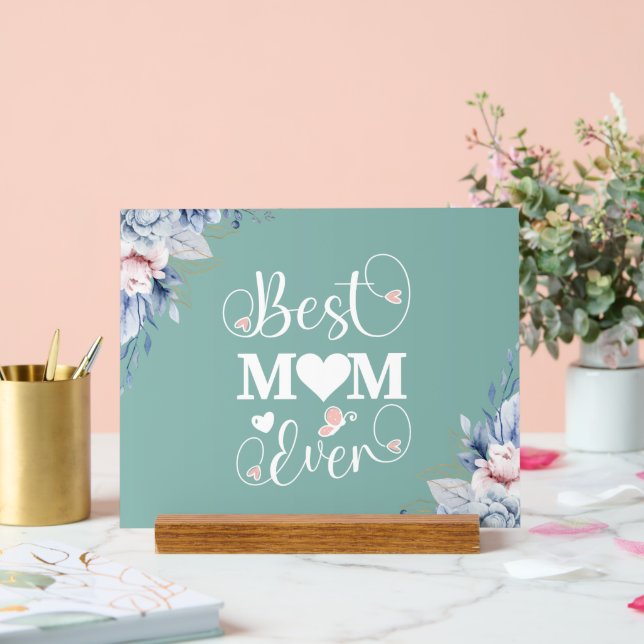 Panneau En Acrylique 'Meilleure maman Ever' élégant cadeau floral (Mariage)