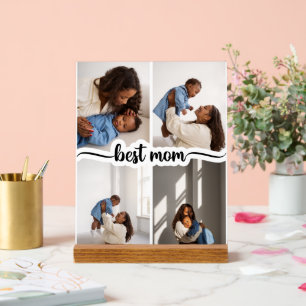Panneau En Acrylique Meilleure Maman Personnalisée 4 Photo Collage