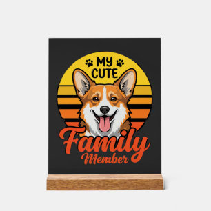 Panneau En Acrylique Membre de la famille Corgi mignon amateur de chien