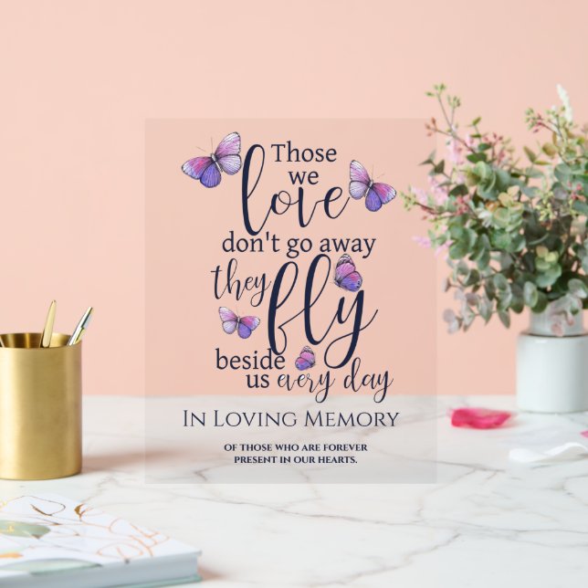 Panneau En Acrylique Mémoire d'amour Mariage papillon (Mariage)