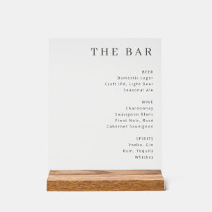 Panneau En Acrylique Menu à barre élégante en noir et blanc avec serif