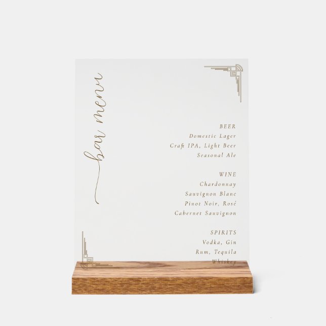Panneau En Acrylique Menu Bar Off-White Sophistiqué (Recto)