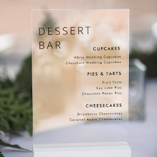 Panneau En Acrylique Menu de bar à desserts de mariage minimaliste mode