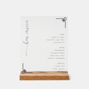 Panneau En Acrylique Menu de bar minimaliste élégant
