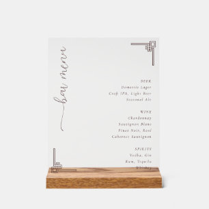Panneau En Acrylique Menu de bar minimaliste élégant et sobre Off-White