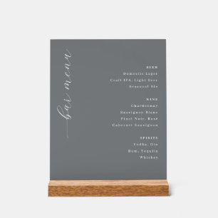 Panneau En Acrylique Menu de bar minimaliste gris sophistiqué