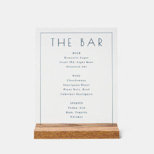 Panneau En Acrylique Menu de bar minimaliste noir et blanc sophistiqué