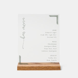 Panneau En Acrylique Menu de bar minimaliste sophistiqué